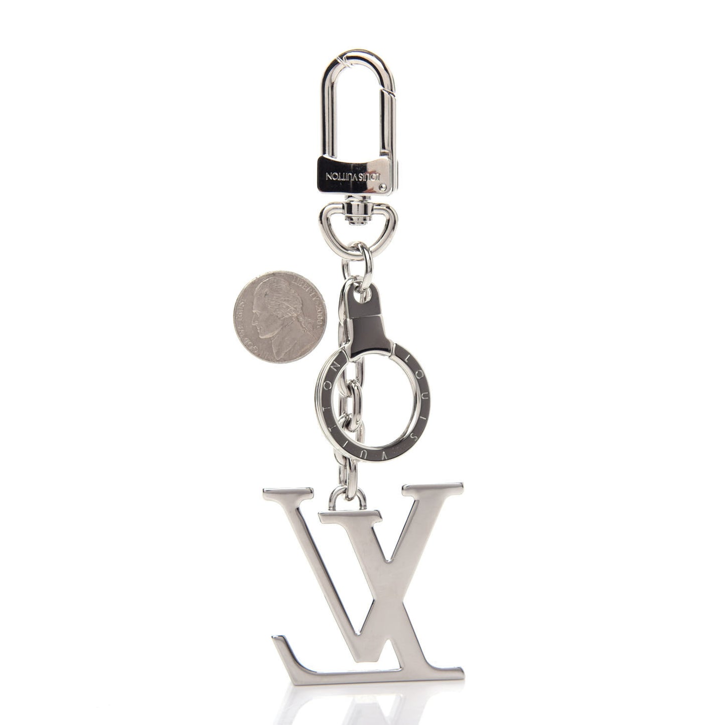 LV Facettes Bag Charm Key Holder Silver