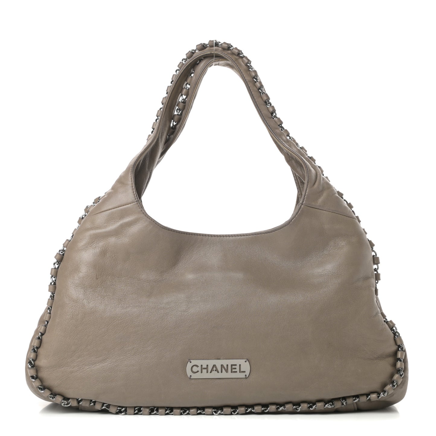 Lambskin Chain Hobo Grey