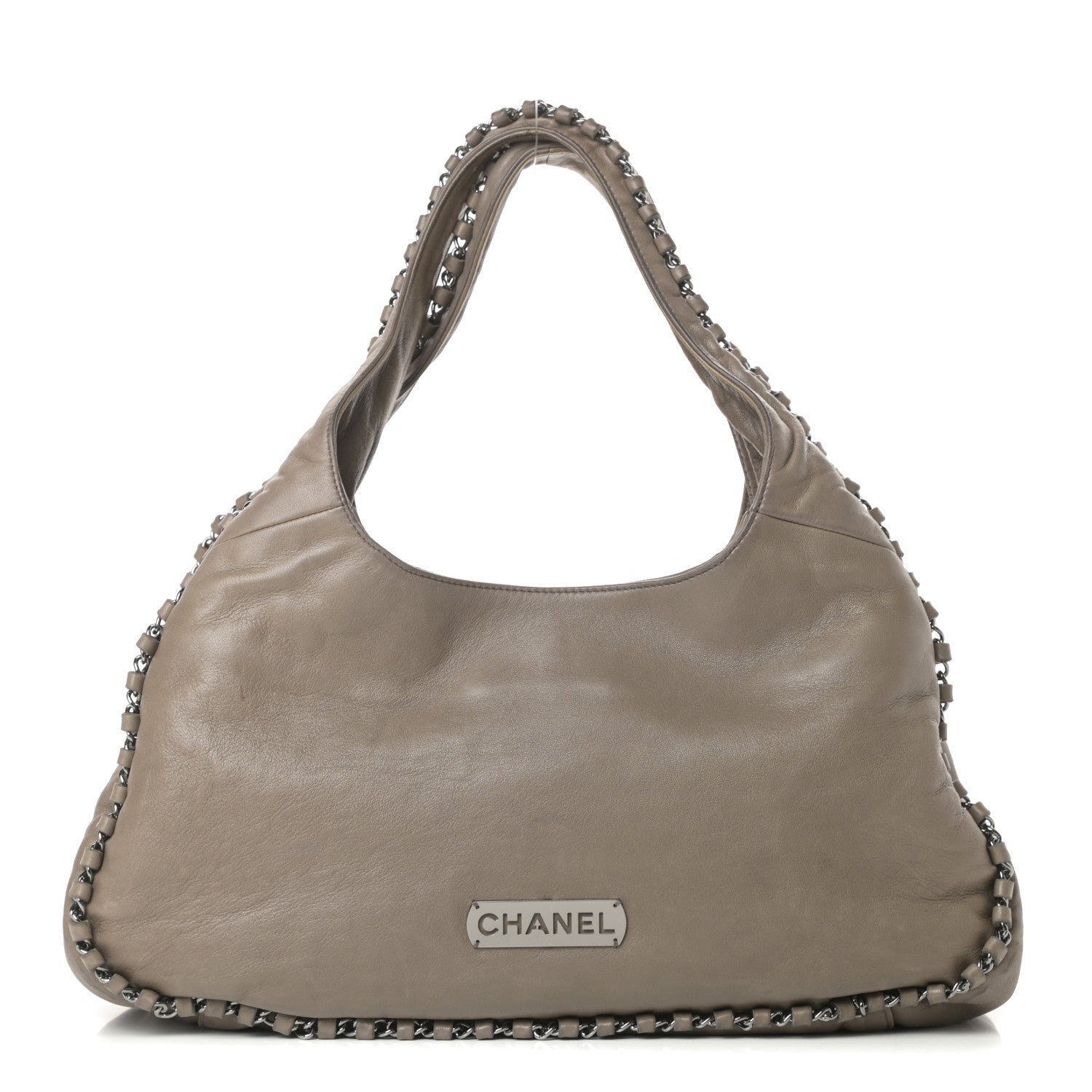 Chanel Lambskin Chain Hobo Grey 1 of 16