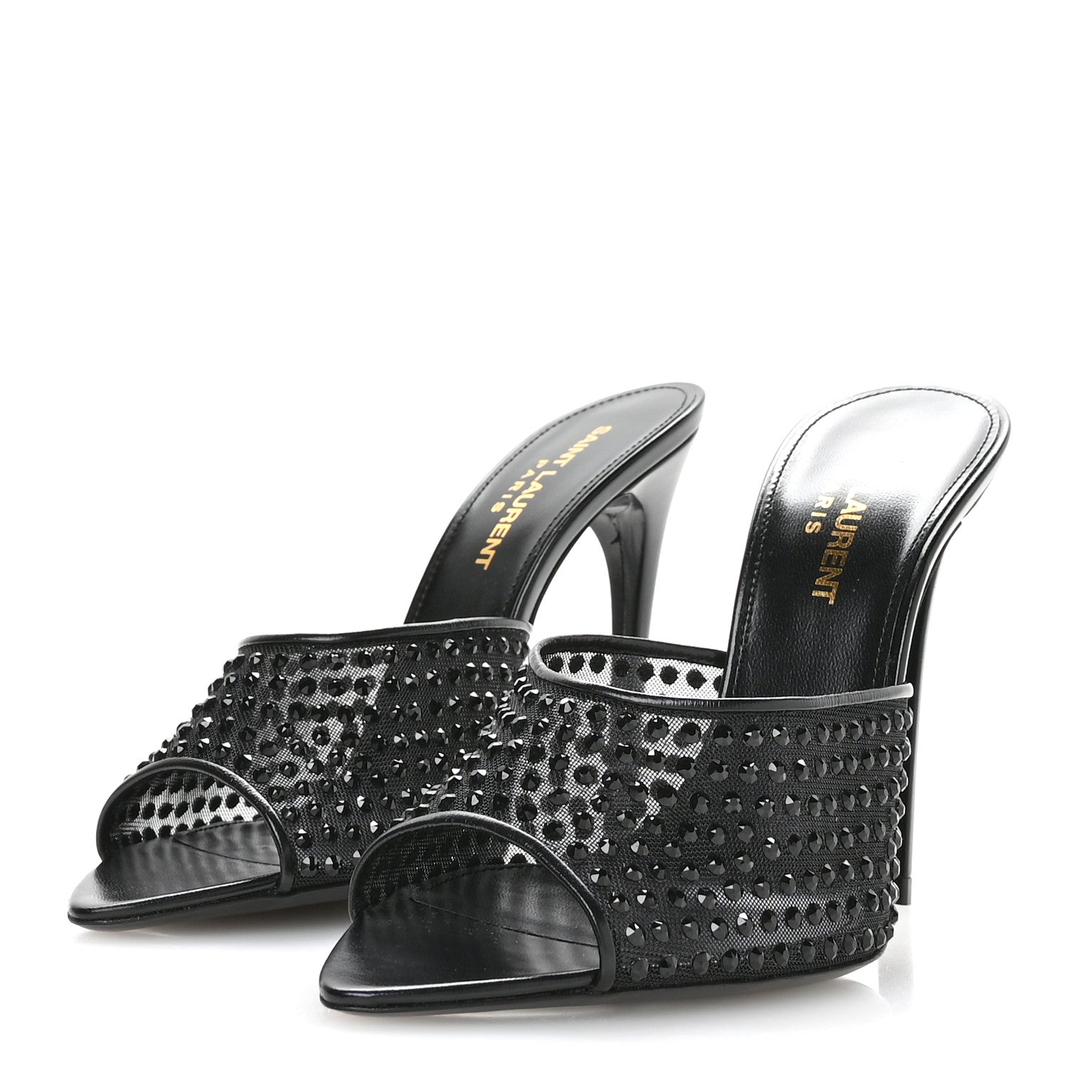 Saint Laurent Tulle Strass Gippy 110 Mule Sandals 36.5 Black 4 of 8