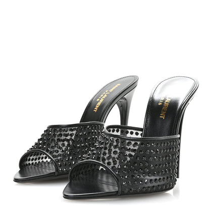 Saint Laurent Tulle Strass Gippy 110 Mule Sandals 36.5 Black 4 of 8