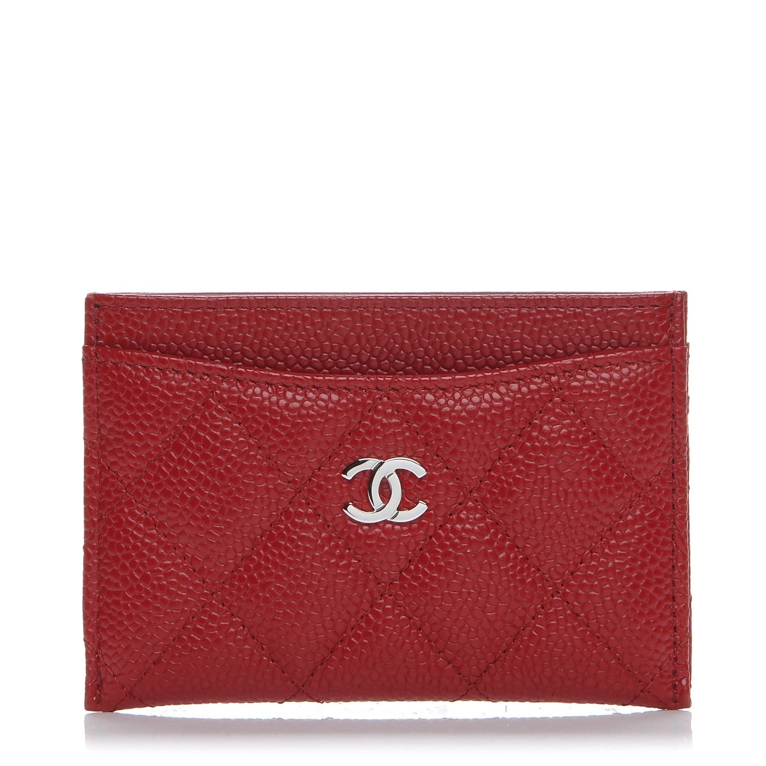 Chanel Caviar Quilted Card Holder Red 1 of 6