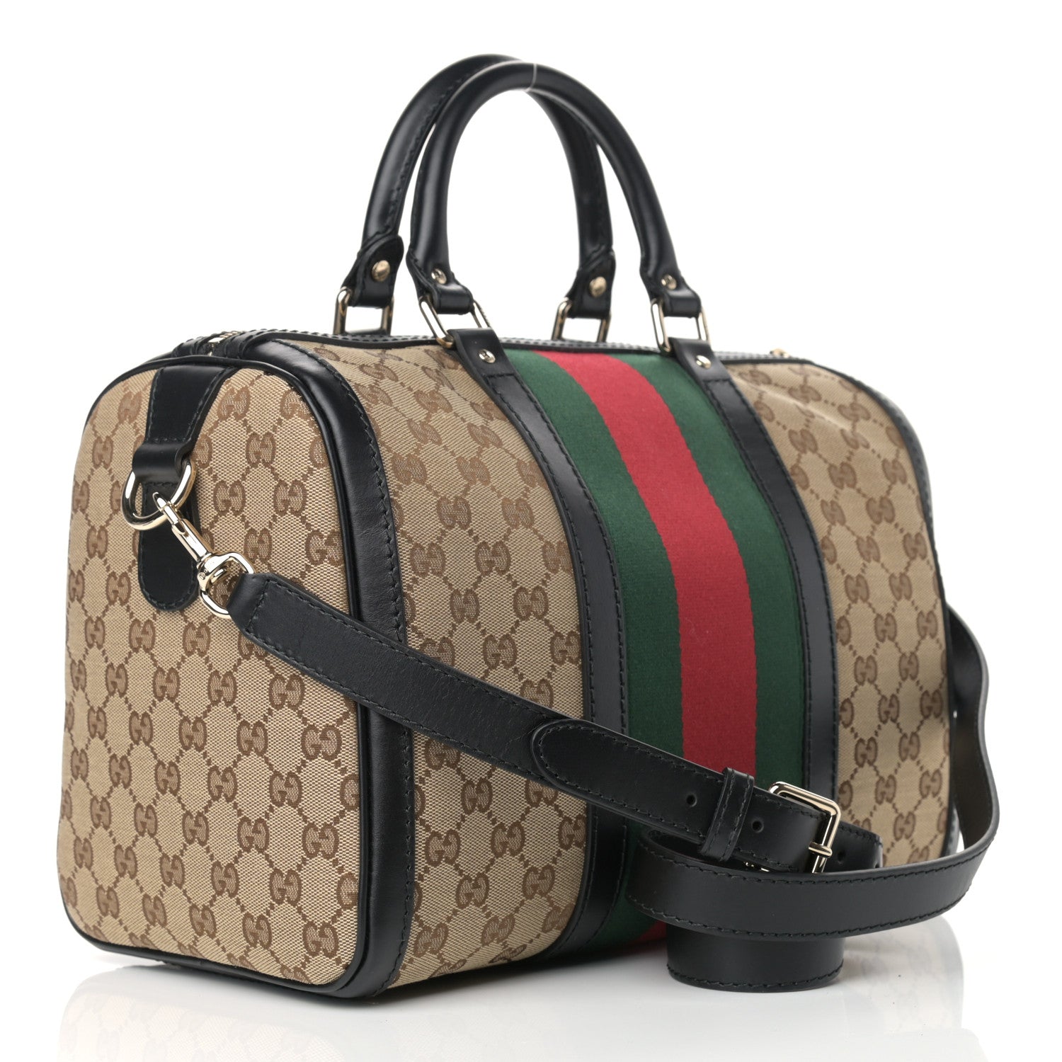 Gucci Monogram Vintage Web Medium Boston Black 3 of 13