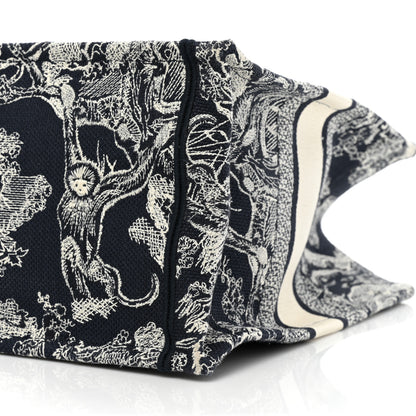 Christian Dior Canvas Embroidered Medium Toile De Jouy Reverse Book Tote Blue 8 of 12