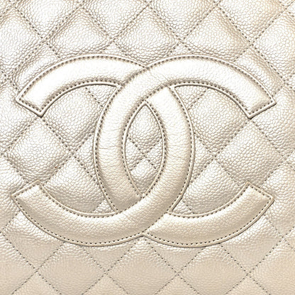 Chanel Metallic Caviar Quilted Grand Shopping Tote GST Pearl 10 of 16