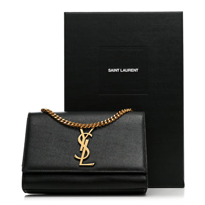 Saint Laurent Grain De Poudre Small Monogram Kate Satchel Black 10 of 10