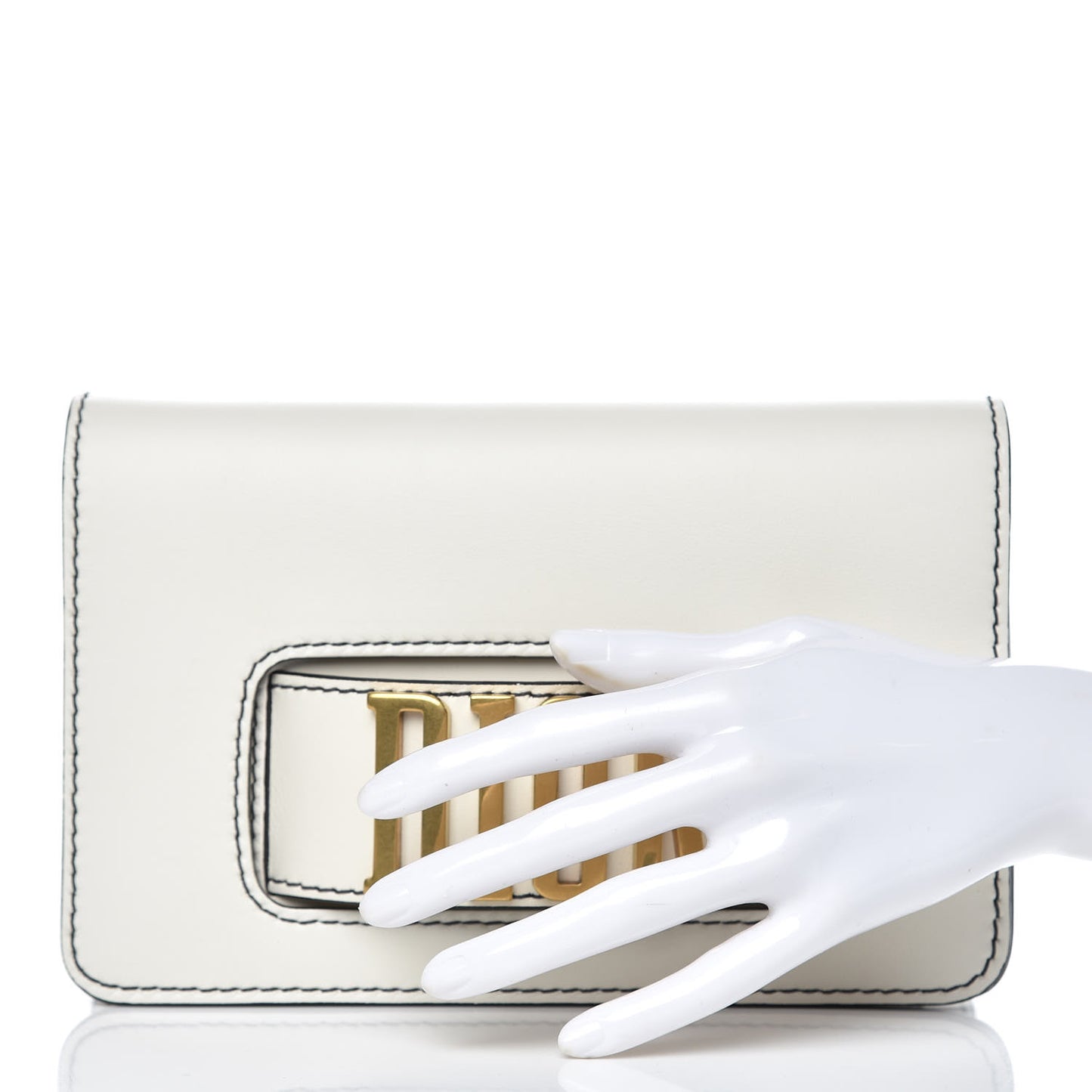 Smooth Calfskin Dio(r)evolution Flap Clutch White