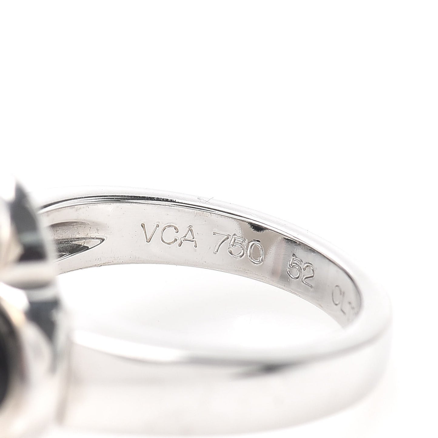 18K White Gold Grey Mother of Pearl Pure Alhambra Ring 52 6