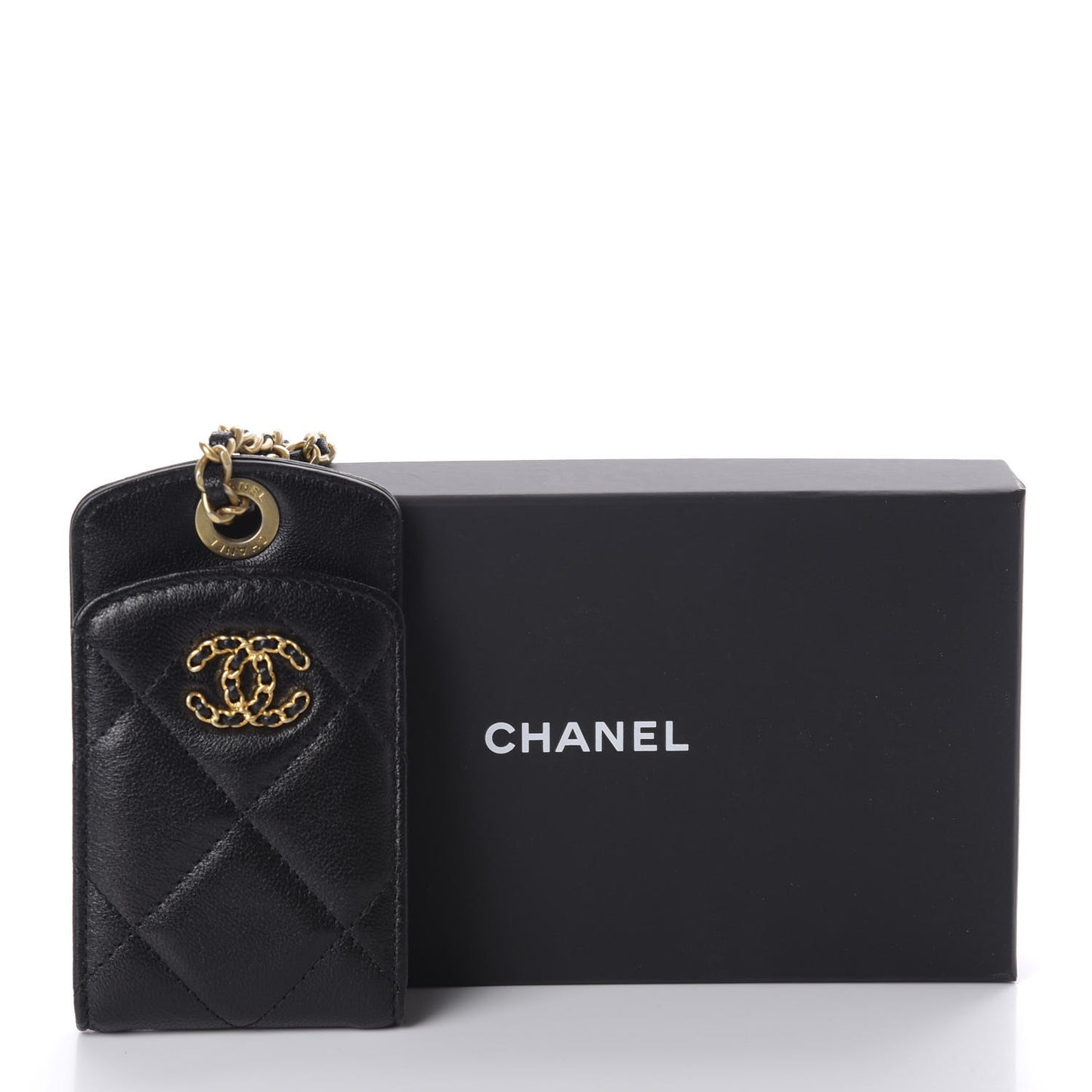 Lambskin Quilted 19 Luggage Tag Black