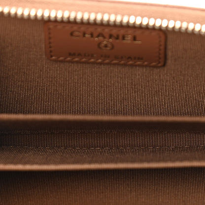 Chanel Shiny Goatskin Quilted 19 Zip Around Coin Purse Wallet Brown 6 of 8