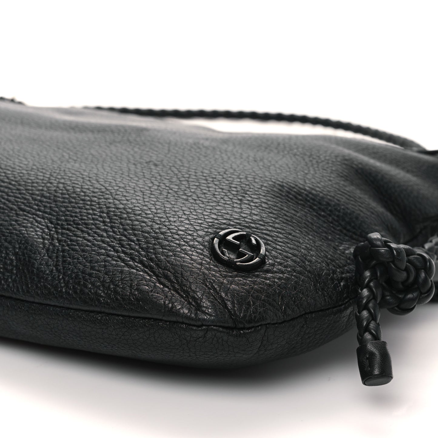 Deerskin Interlocking G Braided Messenger Bag Black