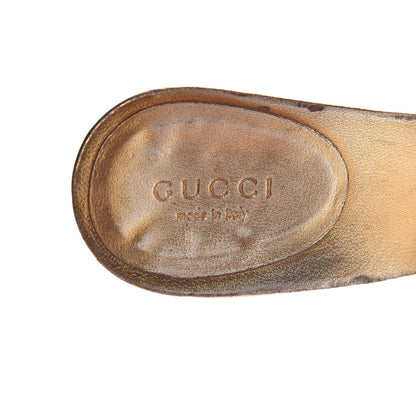 Gucci Calfskin Studded Peep Toe Mules 6.5 Gold 12 of 17