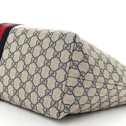 Gucci GG Supreme Monogram Textured Calfskin Web Medium Ophidia Shopping Tote Beige Blue 10 of 10