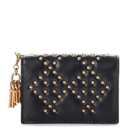 Christian Dior Lambskin Cannage Studded Lady Dior Card Holder Black 1 of 8