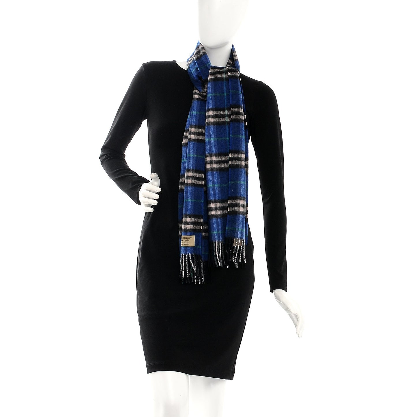 Cashmere Check Scarf Bright Navy