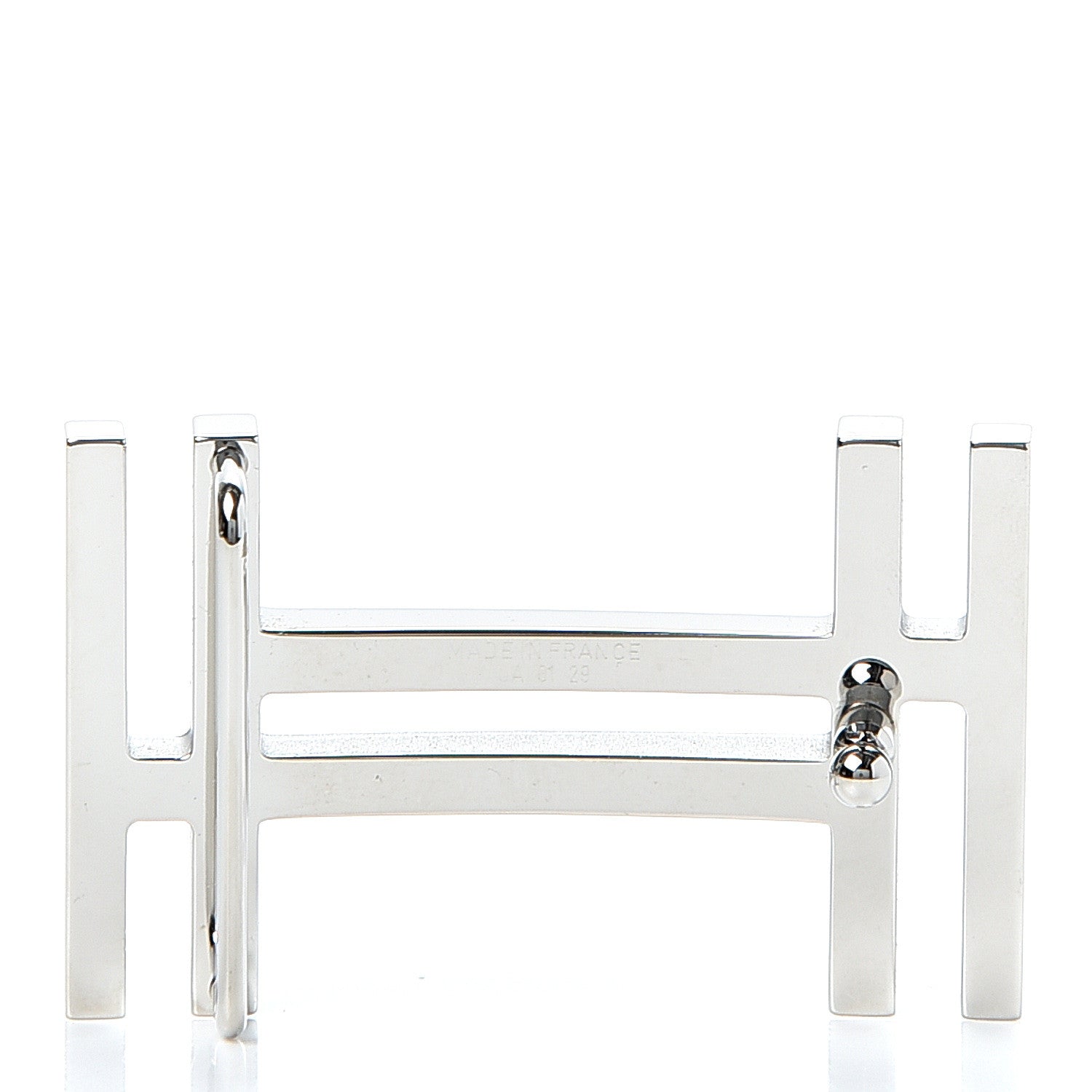 Hermes Palladium Au Carre 32mm Double H Belt Buckle 2 of 3