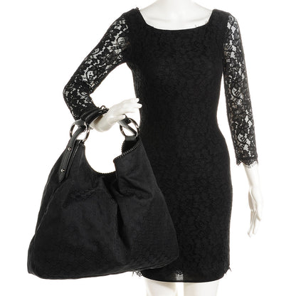 Gucci Monogram Large Horsebit Chain Hobo Black 2 of 7