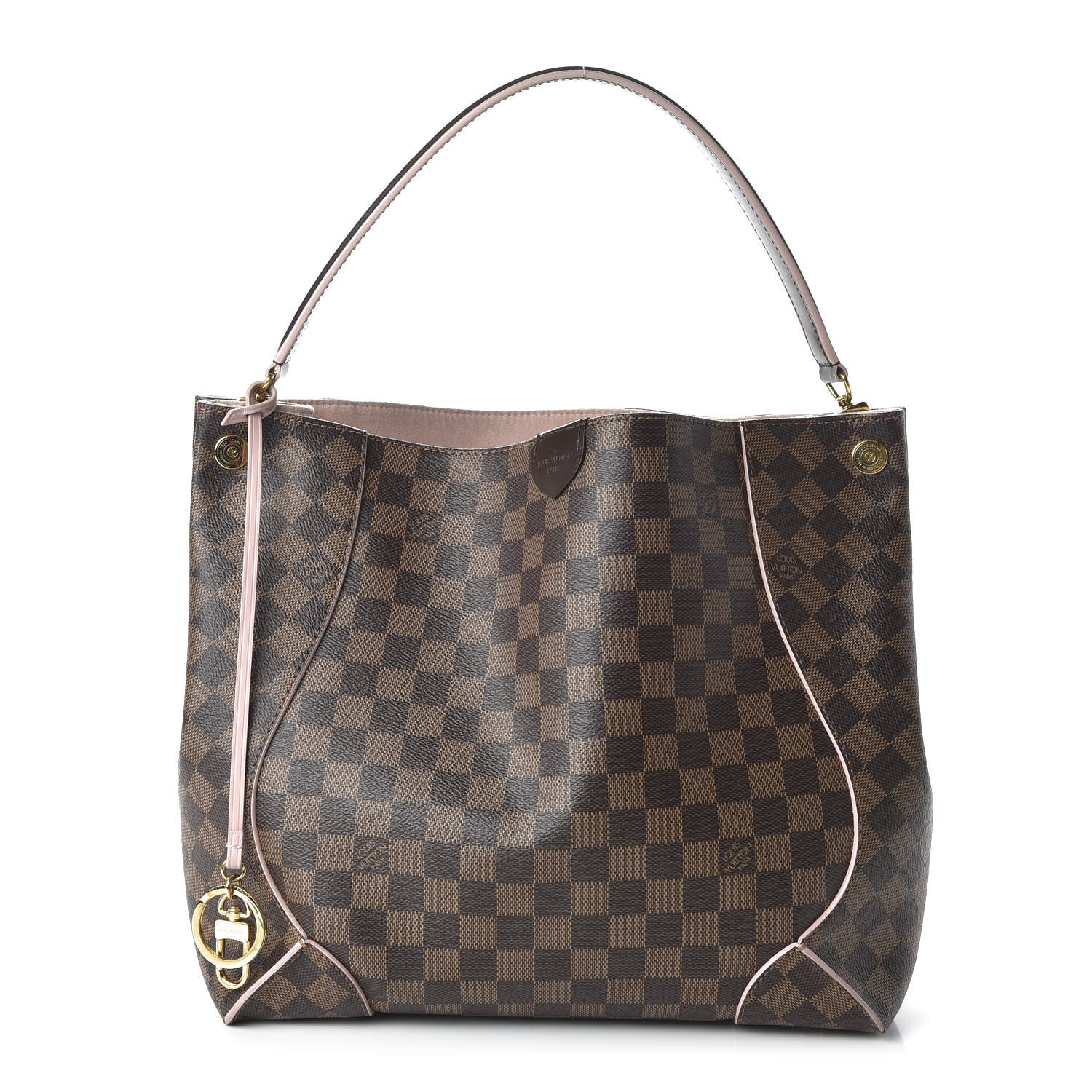 Louis Vuitton Damier Ebene Caissa Hobo Rose Ballerine 1 of 10