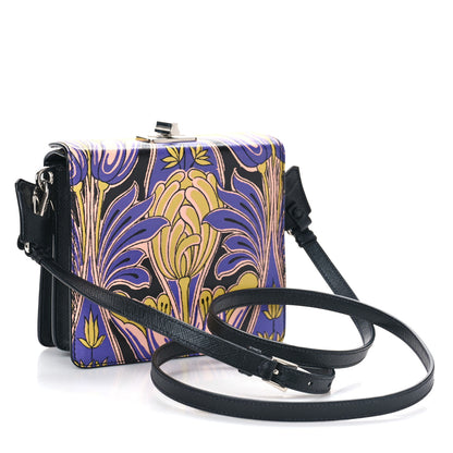 Prada Saffiano Tulip Print Shoulder Bag Black Multicolor 3 of 8