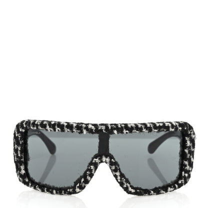 Chanel Tweed Shield Sunglasses 71367 Black Red 2 of 8