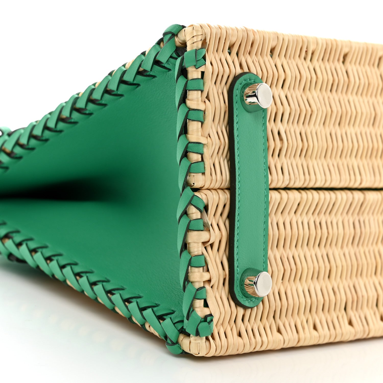 Hermes Wicker Swift Picnic Birkin 25 Naturel Menthe 9 of 13