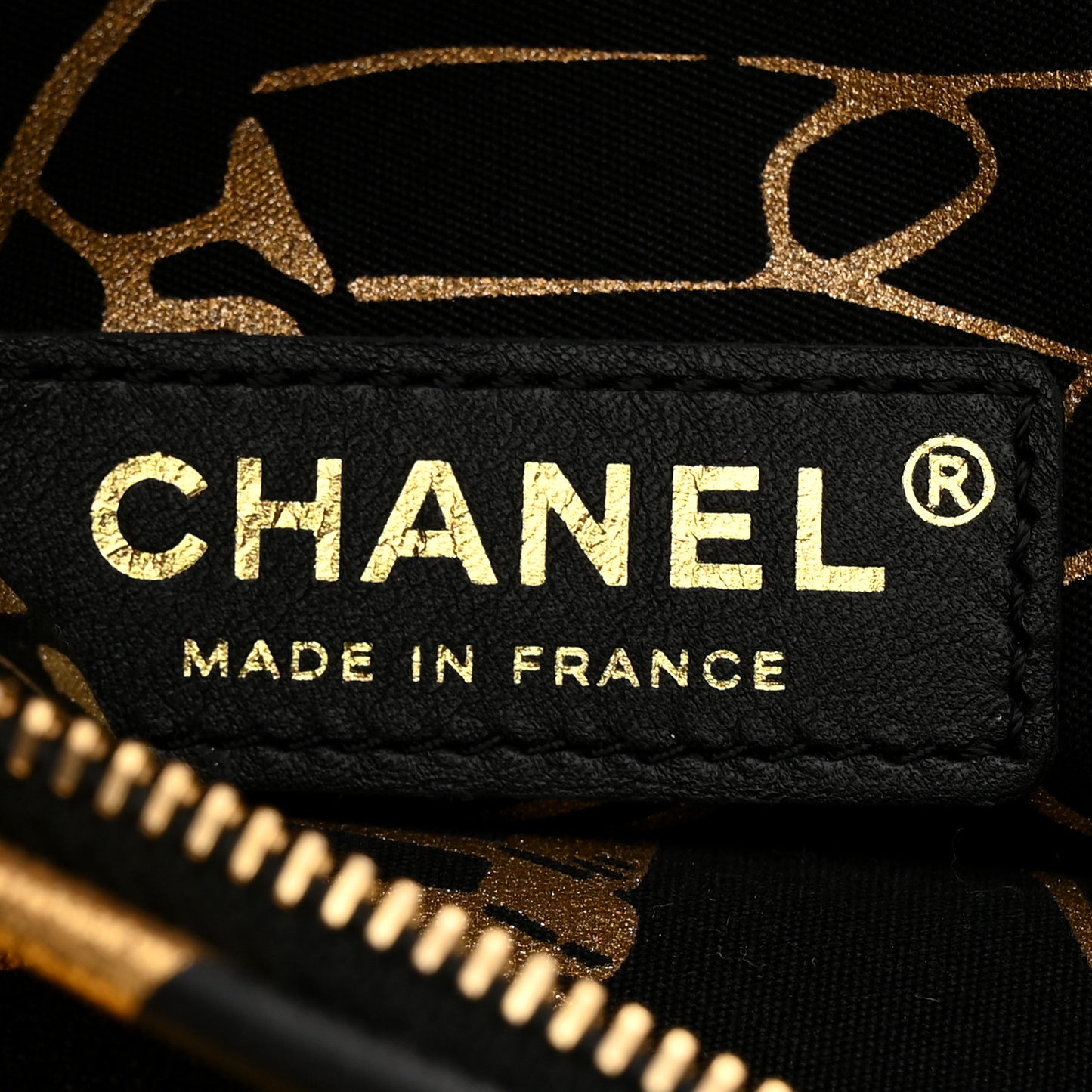 Metallic Lambskin CC Kheops Pyramid Bag Gold Black