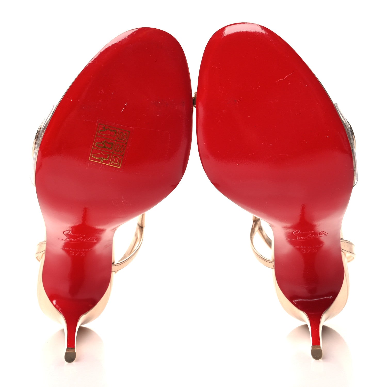 Christian Louboutin Kid Laminato Satin PVC Rosalie 100 Sandals 37.5 Leche 5 of 9