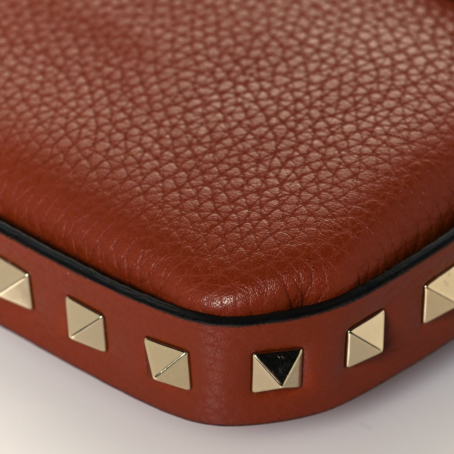 Valentino Garavani Grainy Calfskin Rockstud Crossbody Pouch Saddle Brown 8 of 12