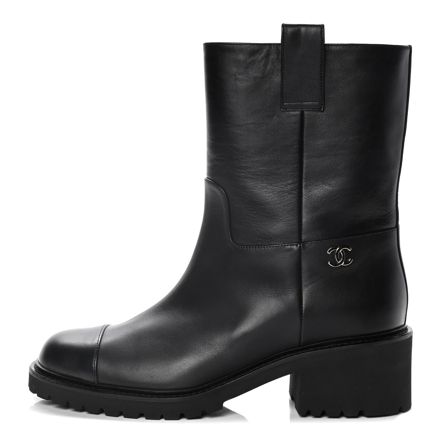 Chanel Calfskin CC Ankle Boots 40.5 Black 1 of 12