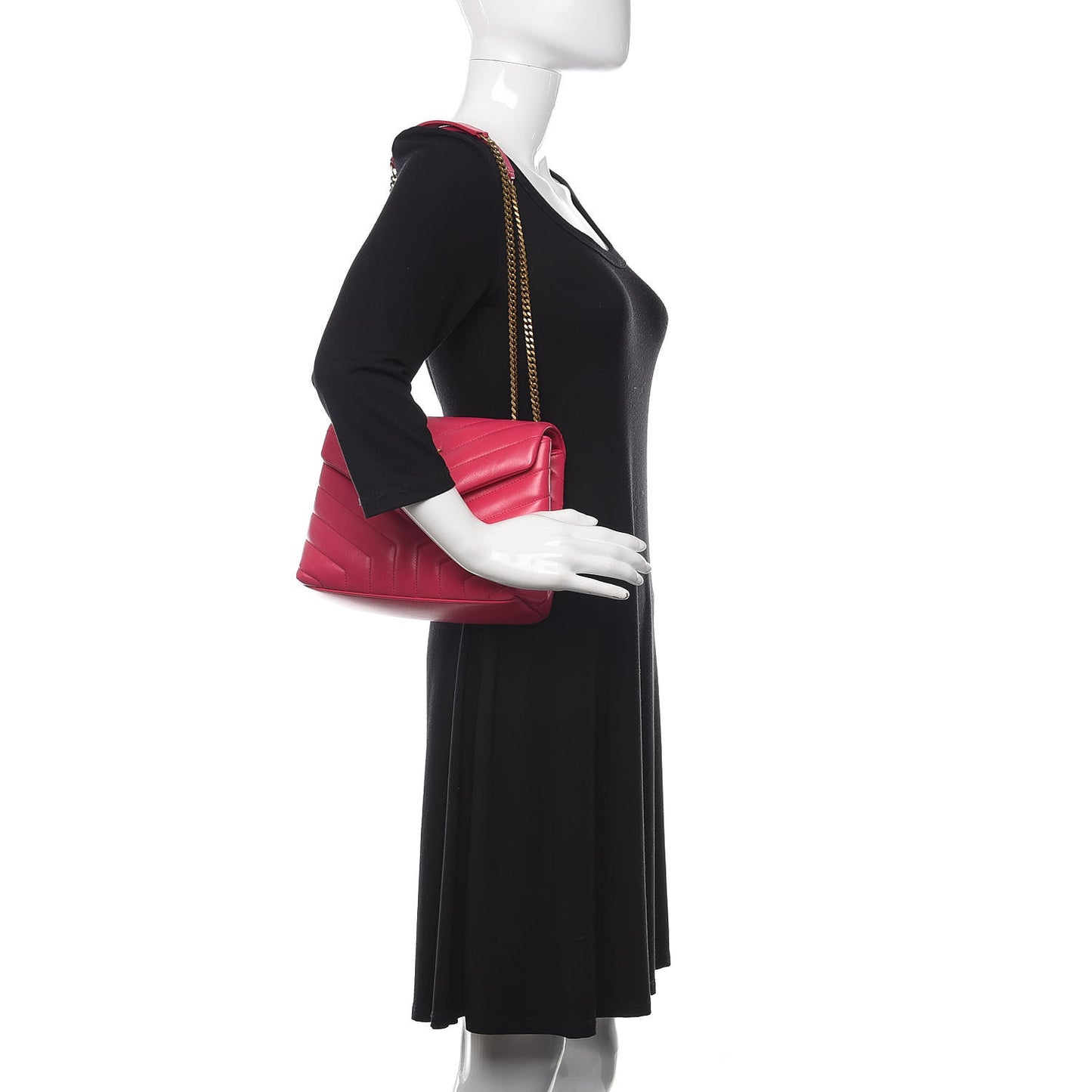 Calfskin Y Quilted Monogram Small Loulou Chain Satchel Fresh Fuchsia