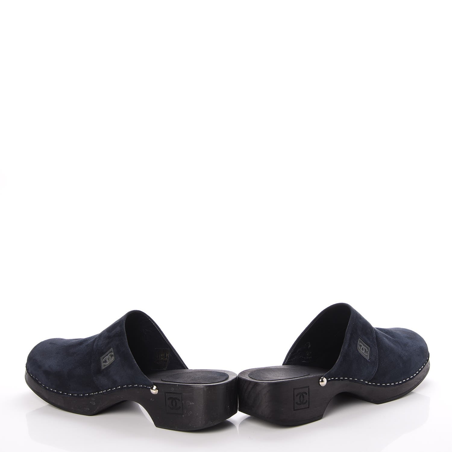 Chanel Suede CC Clogs 40 Dark Navy Blue 5 of 17