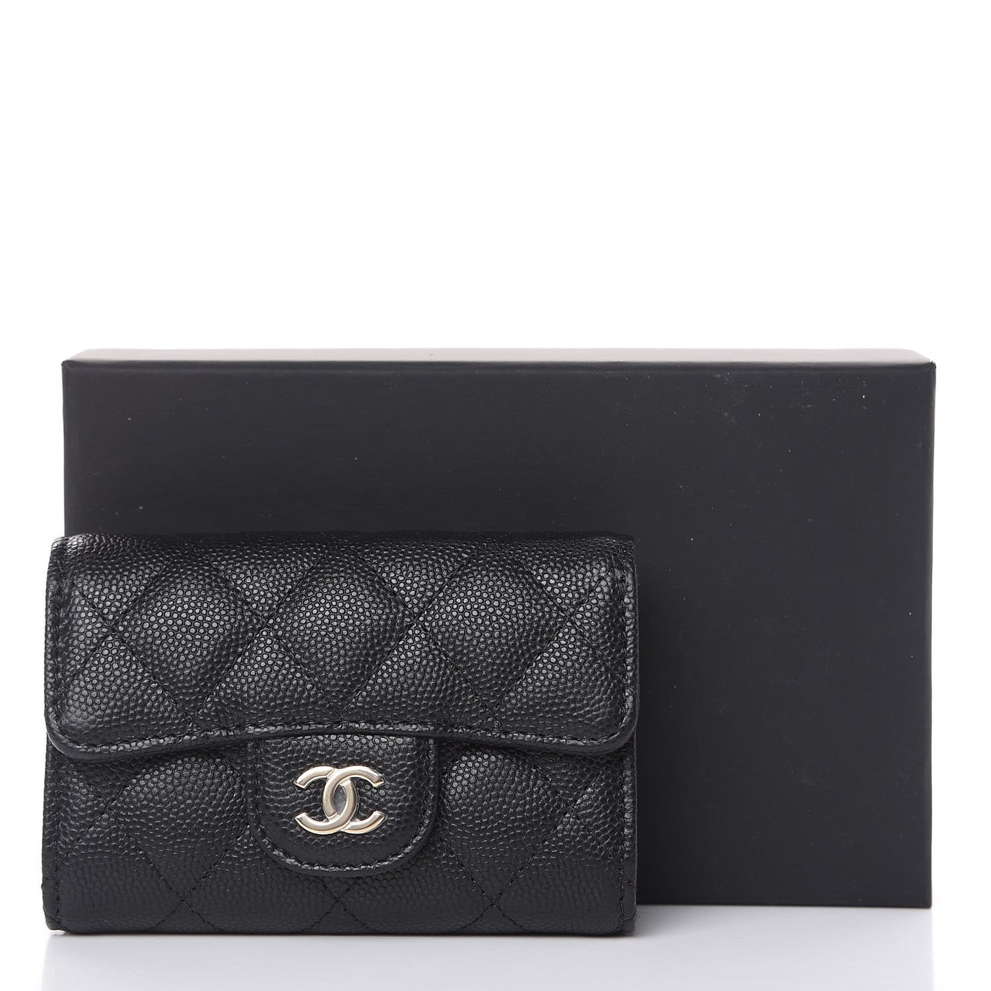 Caviar Quilted Classic 4 Key Holder Wallet Black