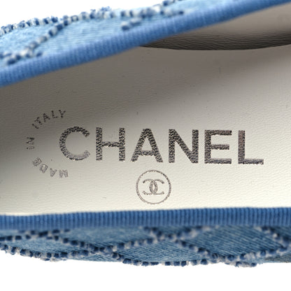 Chanel Denim Embroidered Grosgrain CC Cap Toe Ballerina Flats 38 Blue Black 8 of 9