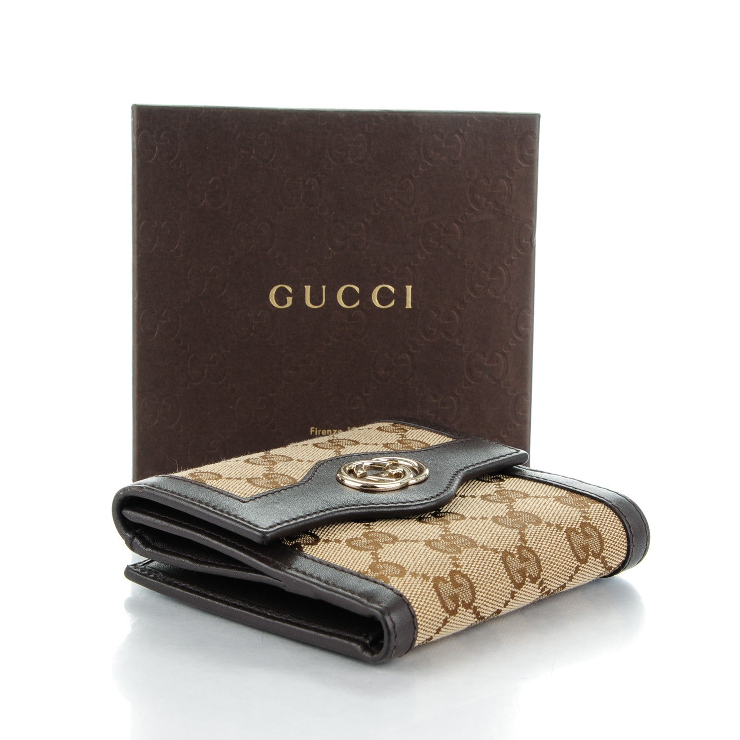 Gucci Monogram Margaux Calfskin Sukey French Flap Wallet Beige Ebony Cocoa 4 of 7