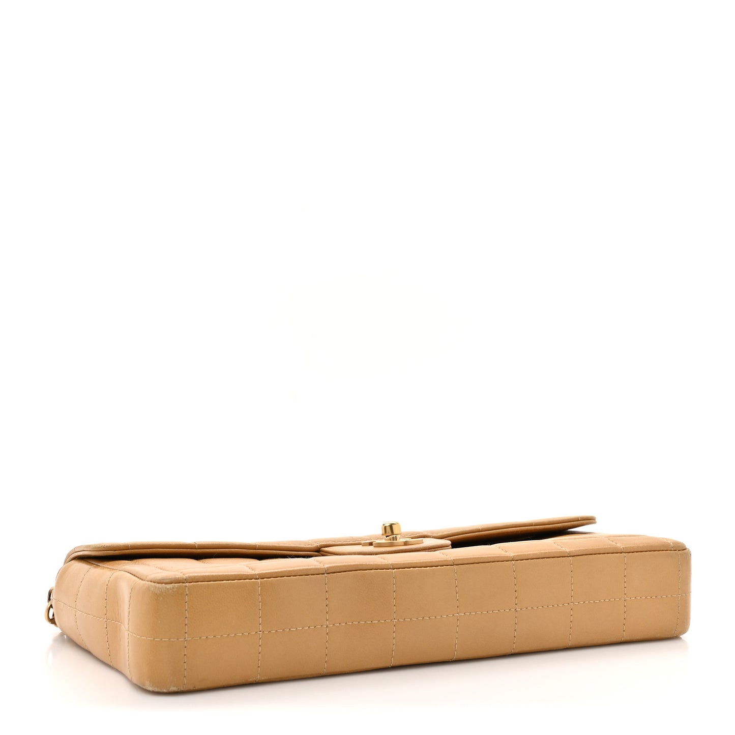 Lambskin East West Chocolate Bar Flap Beige