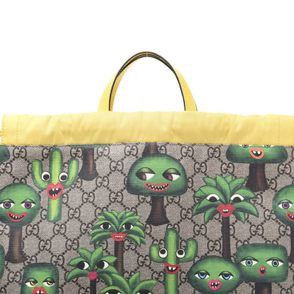 Gucci Soft GG Supreme Monogram Smiling Plants Childrens Drawstring Backpack Beige Ebony Multicolor Crop 10 of 10