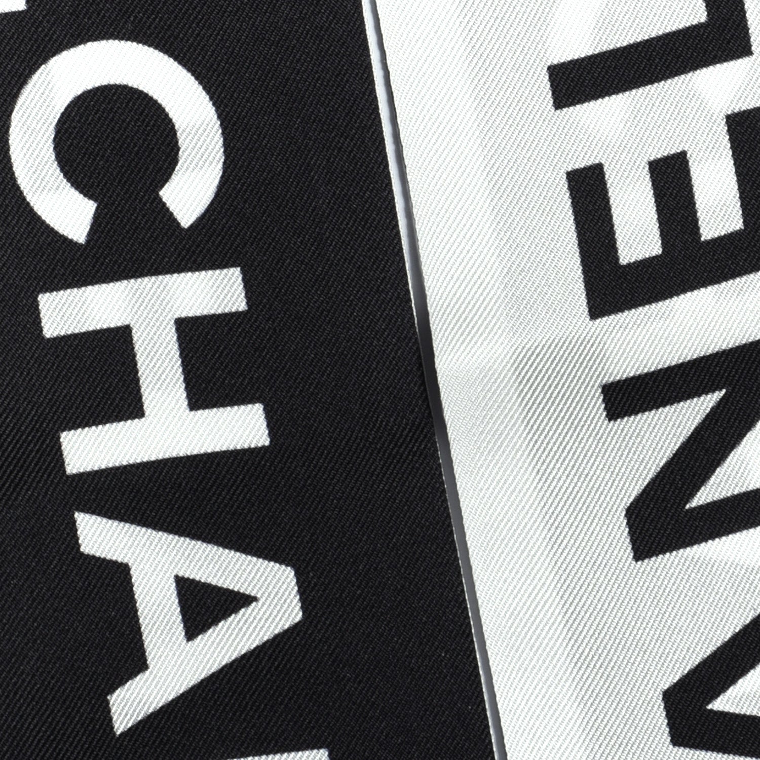 Chanel Silk Logo Slim Bandeau Scarf Black White 4 of 5