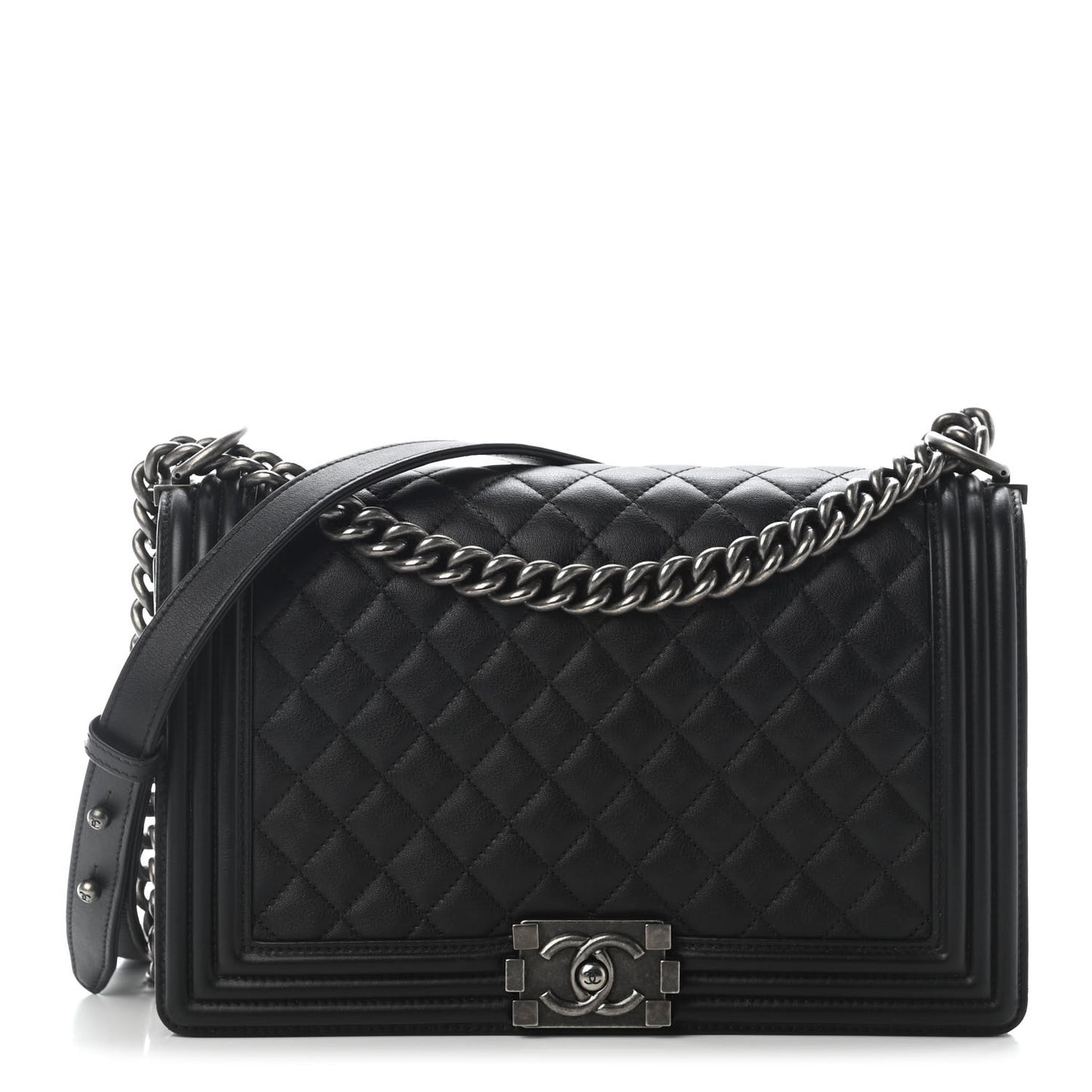Calfskin Quilted New Medium Boy Flap Black