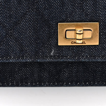 Chanel Denim Quilted Reissue Wallet On Chain WOC Blue 15 of 17