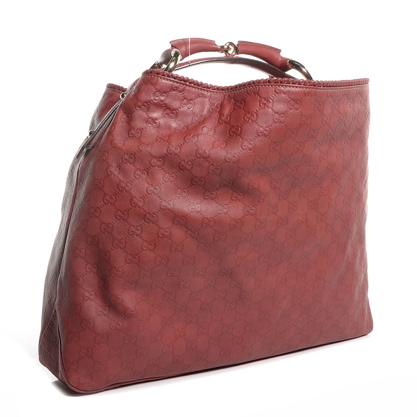 Guccissima Large Horsebit Chain Hobo Red