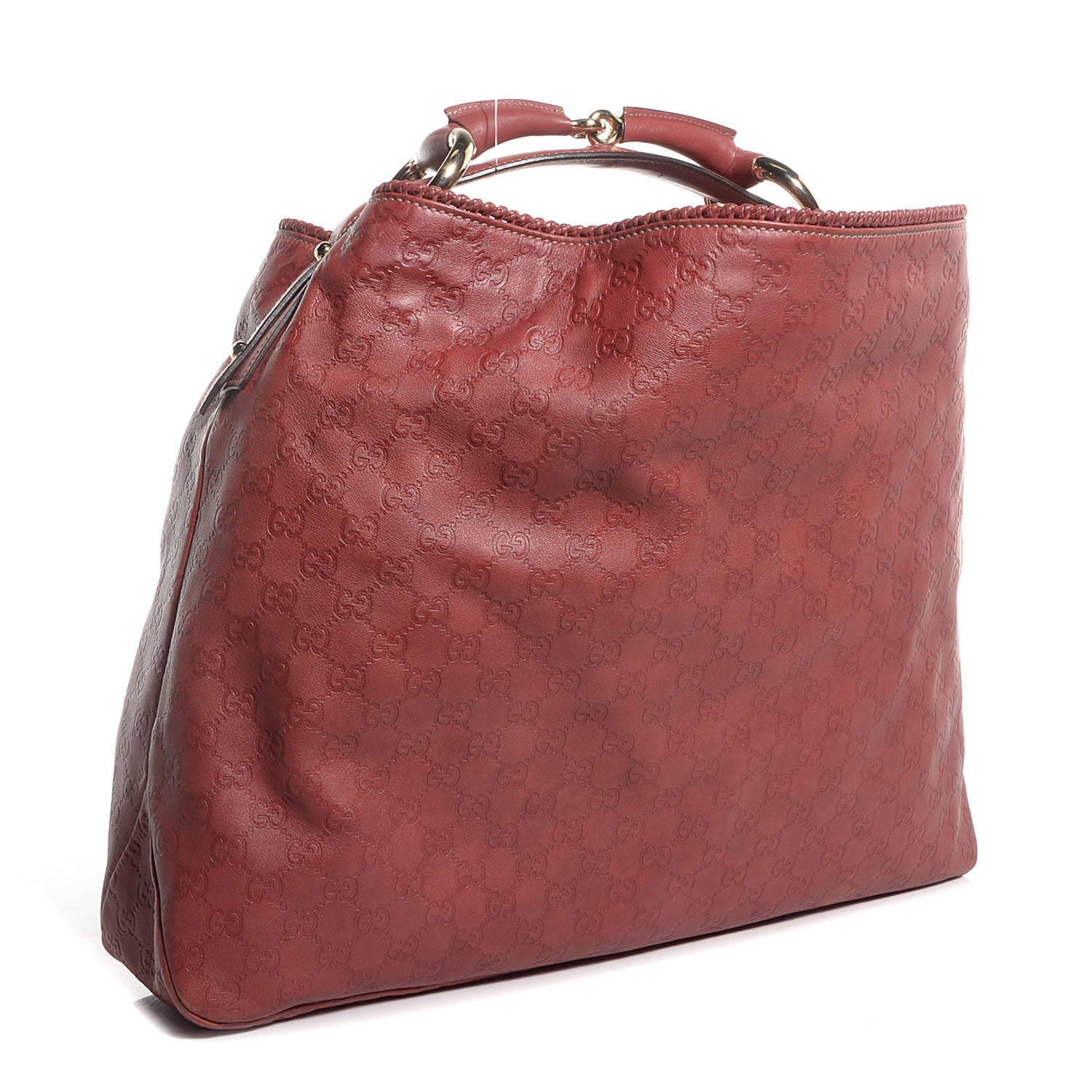 Gucci Guccissima Large Horsebit Chain Hobo Red 3 of 7
