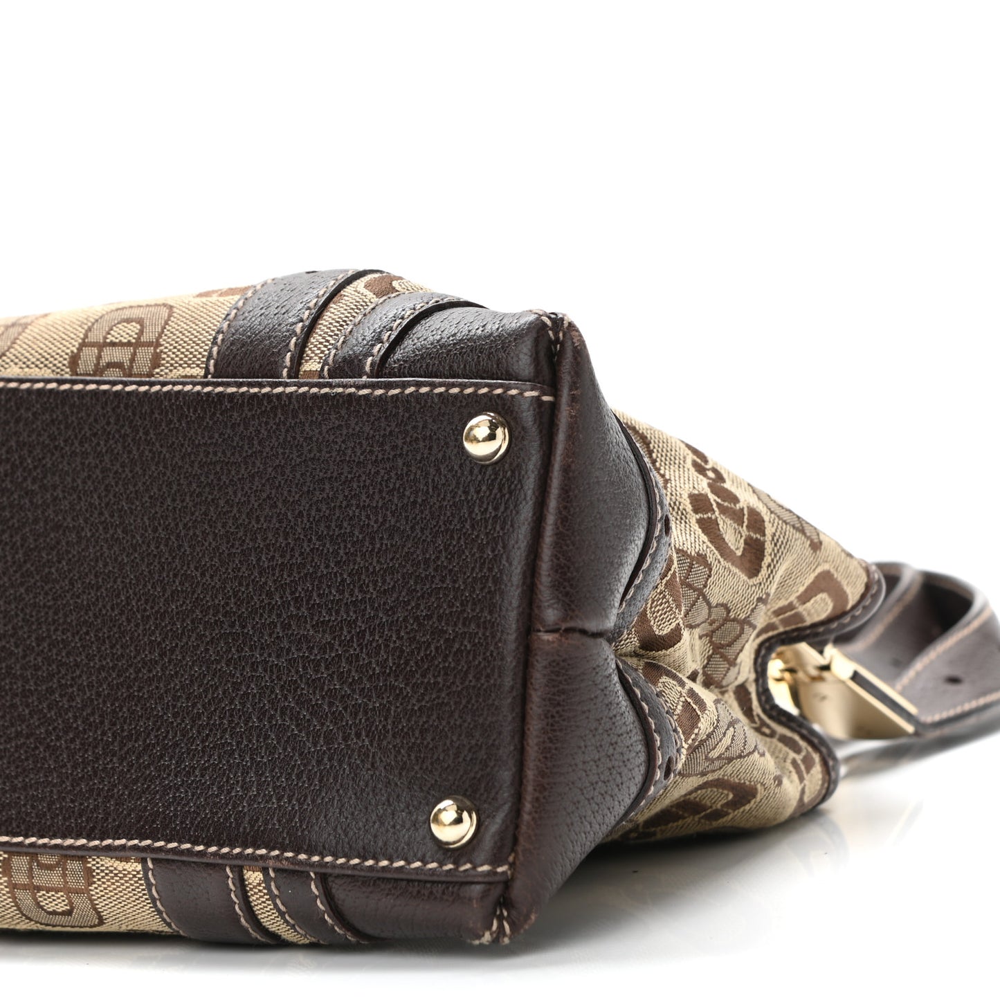 Canvas Horsebit Print Shoulder Bag Brown