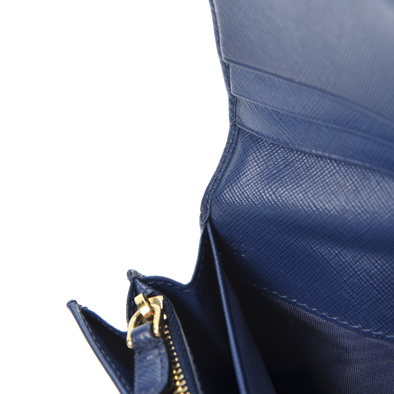 Prada Saffiano Metal Continental Flap Wallet Bluette 8 of 8