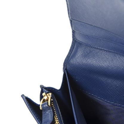 Prada Saffiano Metal Continental Flap Wallet Bluette 8 of 8