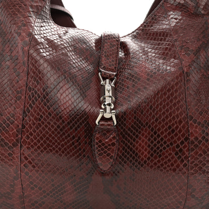 Gucci Snakeskin Large Jackie Shoulder Bag Red 9 of 15