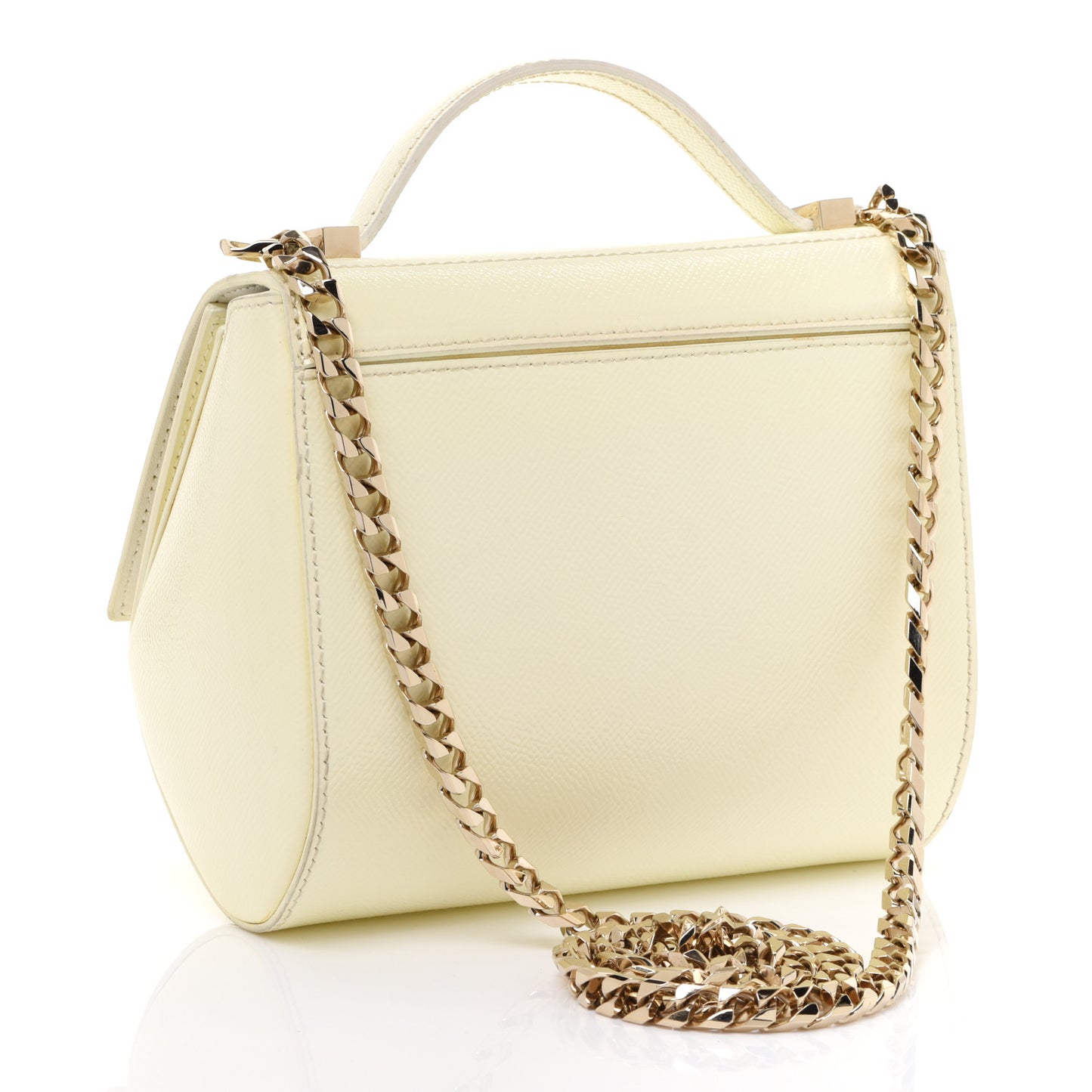 Patent Calfskin Mini Pandora Box Chain Crossbody Bag White