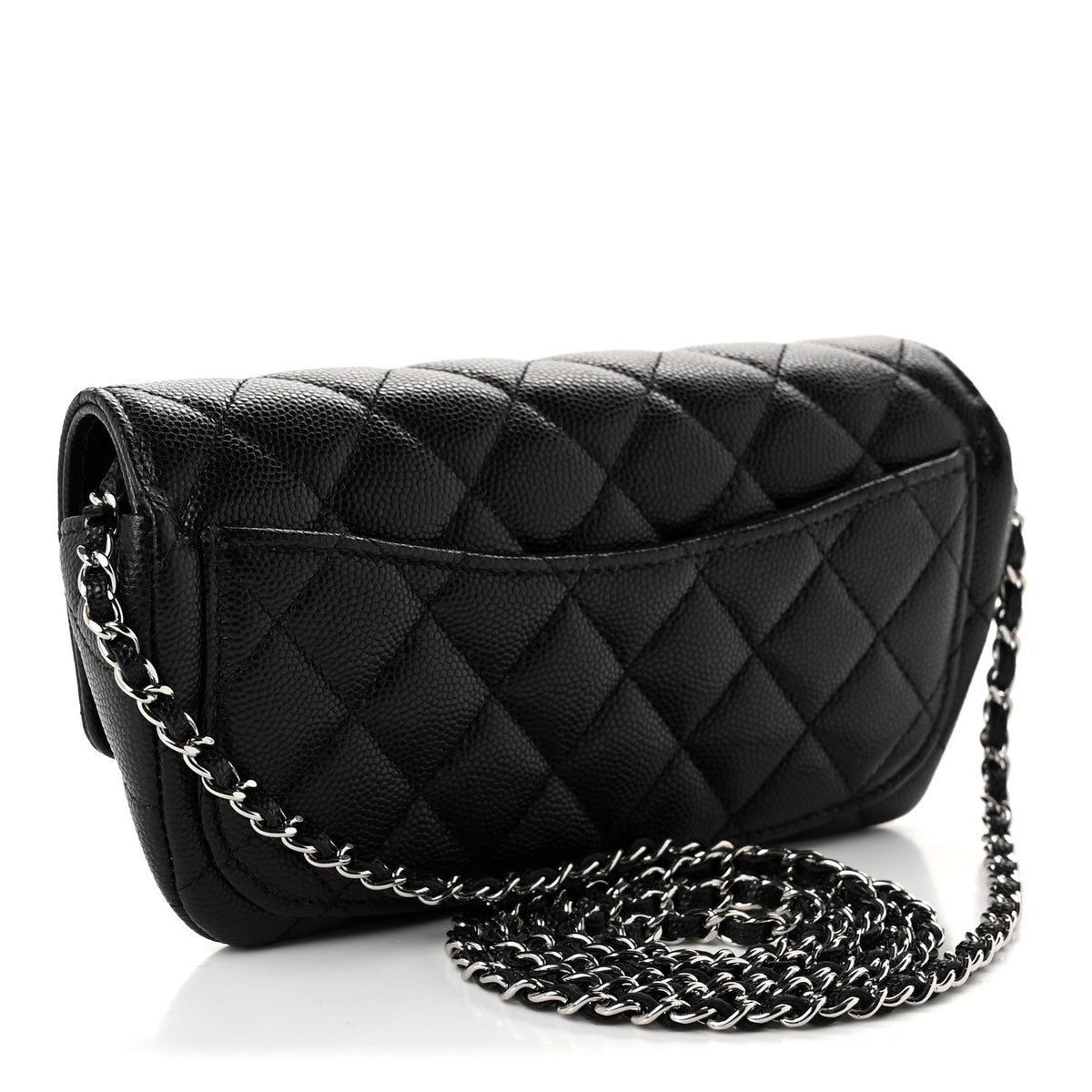 Caviar Quilted Glasses Case With Chain Black