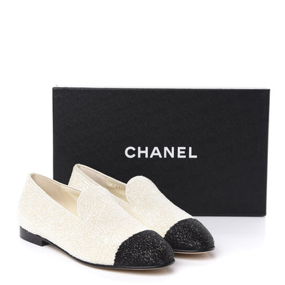 Chanel Pearls Embroidery Mocassin Loafers 35.5 Black Ivory 9 of 9