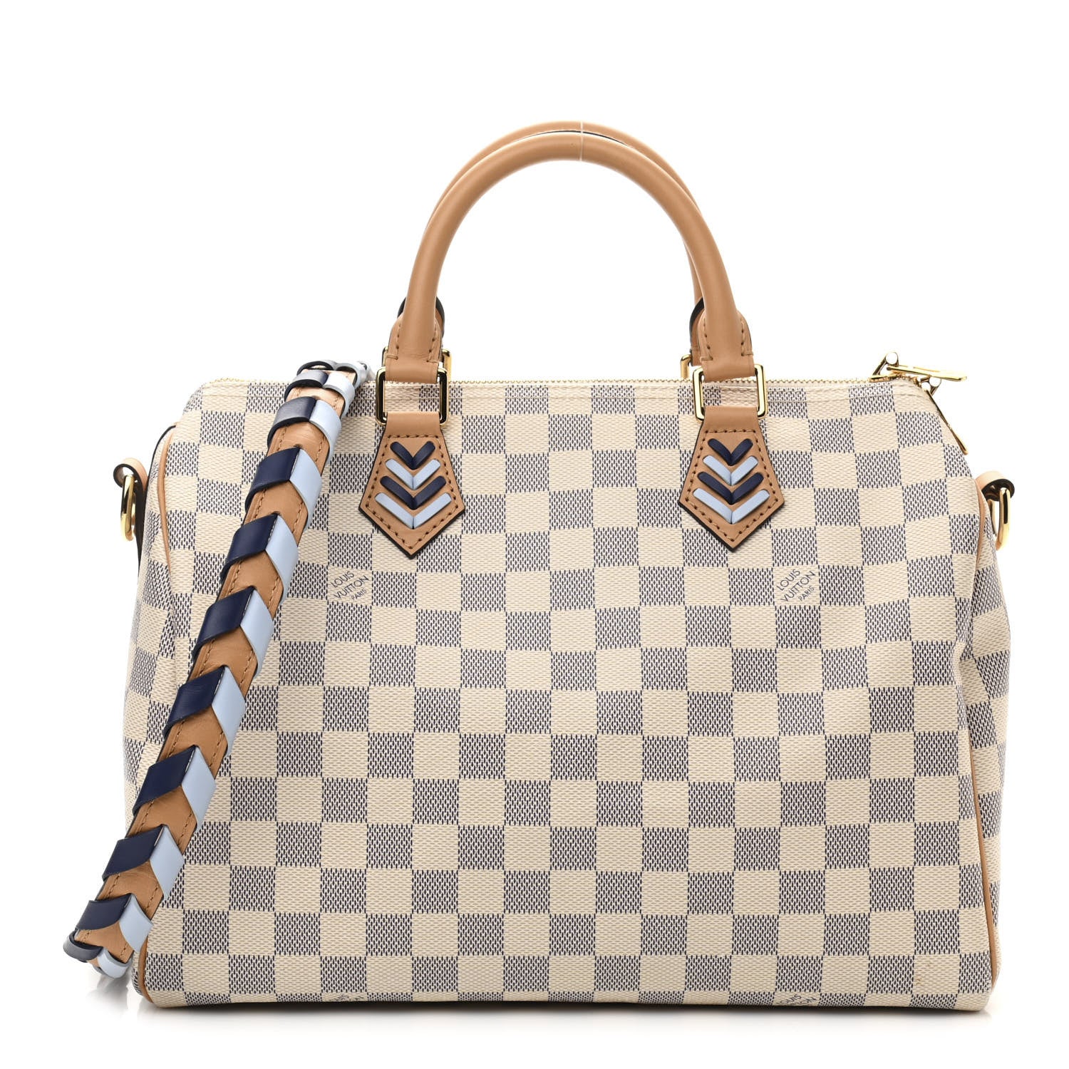 Louis Vuitton Damier Azur Braided Speedy Bandouliere 30 Blue 1 of 10