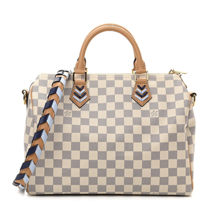 Louis Vuitton Damier Azur Braided Speedy Bandouliere 30 Blue 1 of 10
